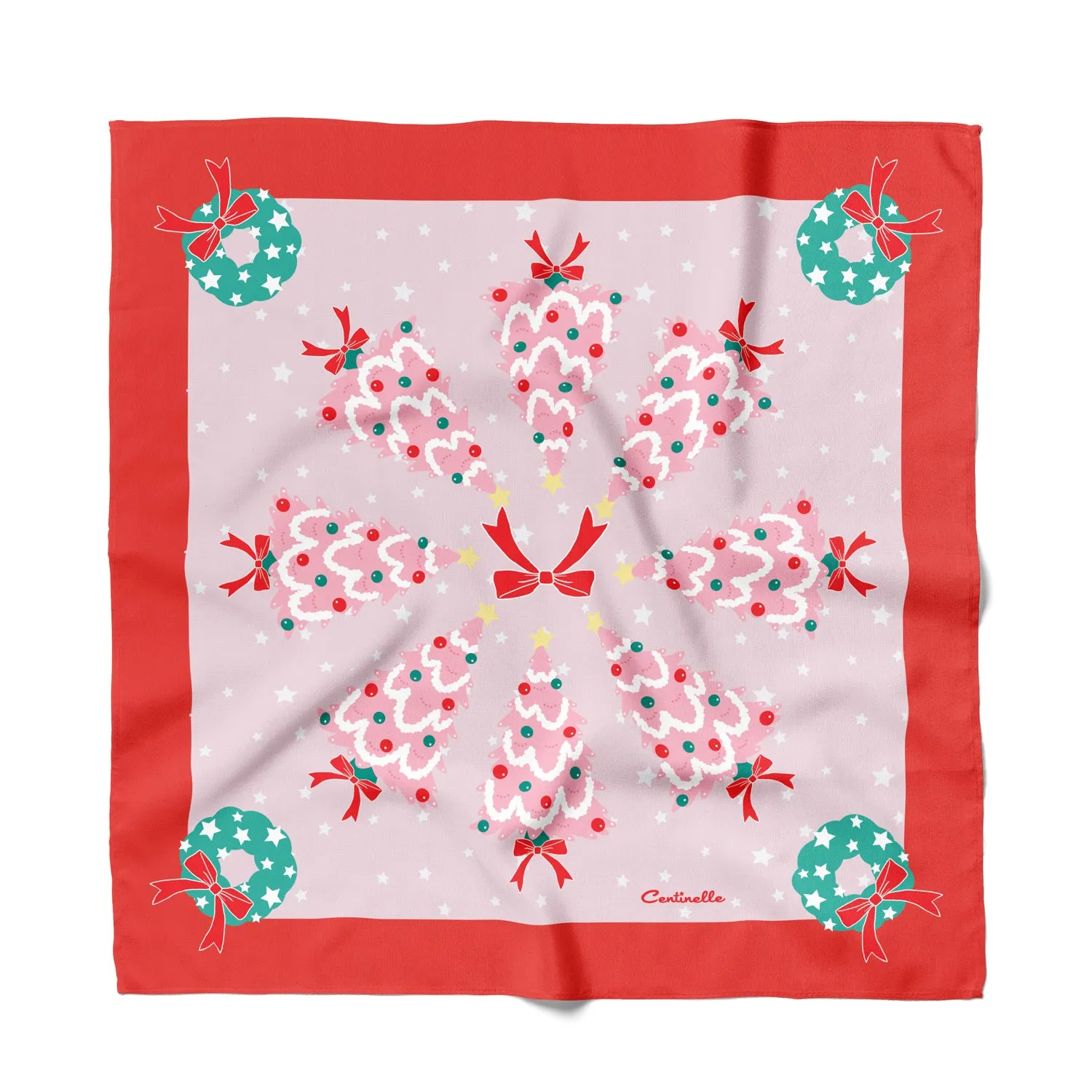 PINK CHRISTMAS TREE - Cotton Silk Bandana sold by Centinelle