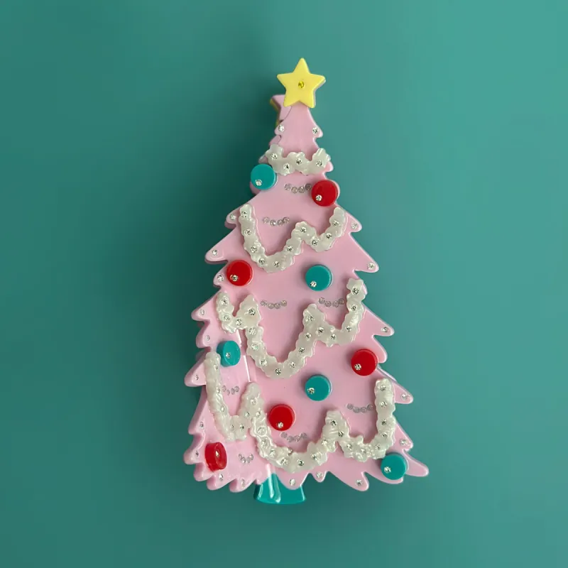 Pink Christmas Tree Hair Claw sold by Centinelle