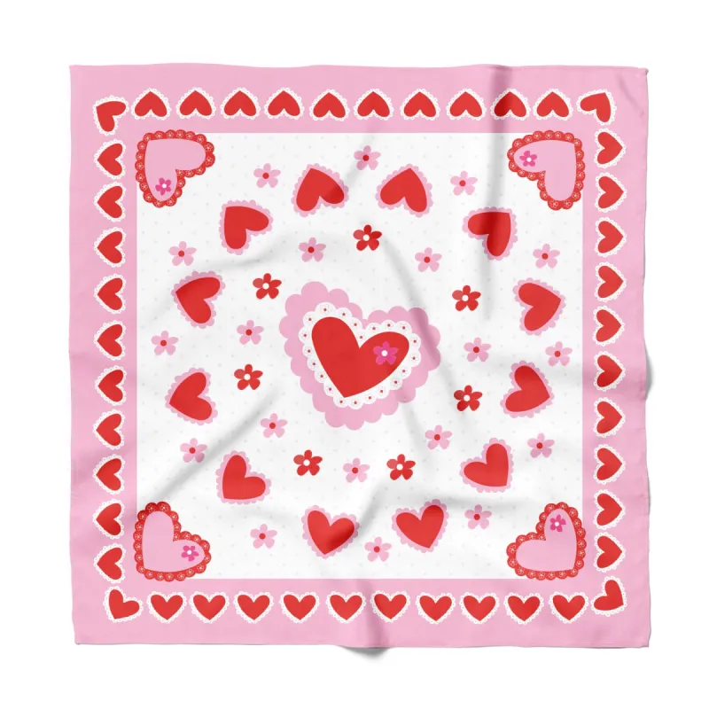 VALENTINES LACED HEARTS -  Cotton Silk Bandana sold by Centinelle