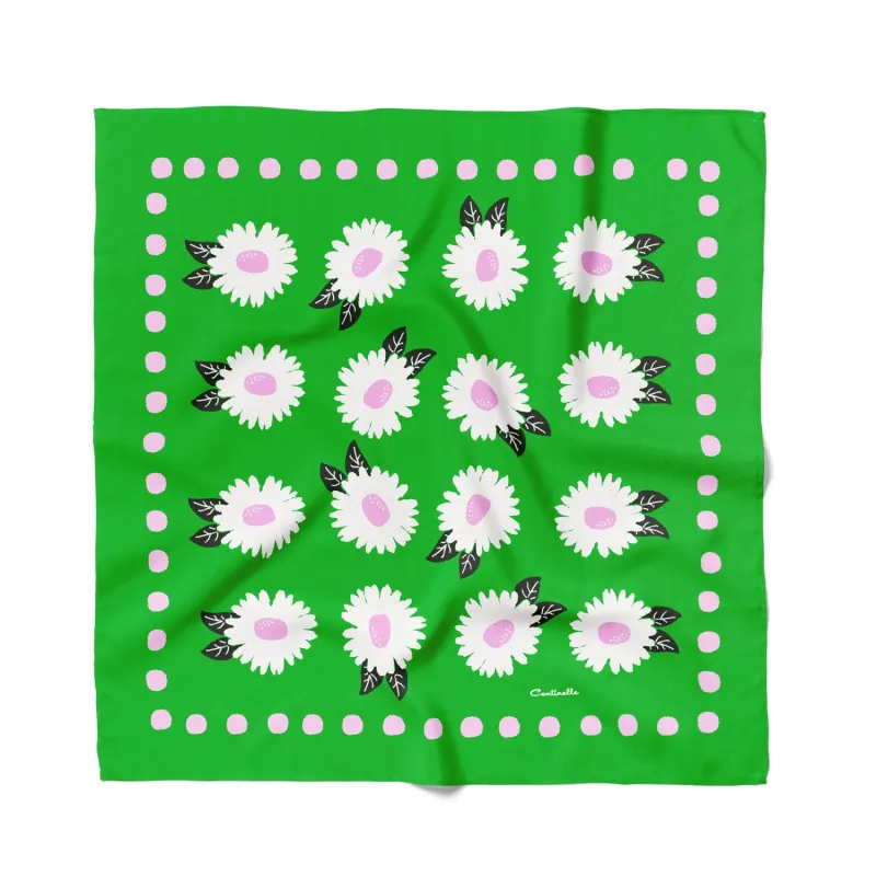 White Flower Cotton Silk Bandana sold by Centinelle