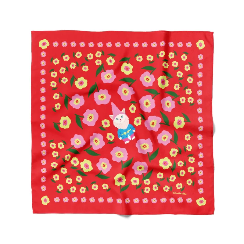 Cat Garden Gnome Cotton Silk Bandana sold by Centinelle