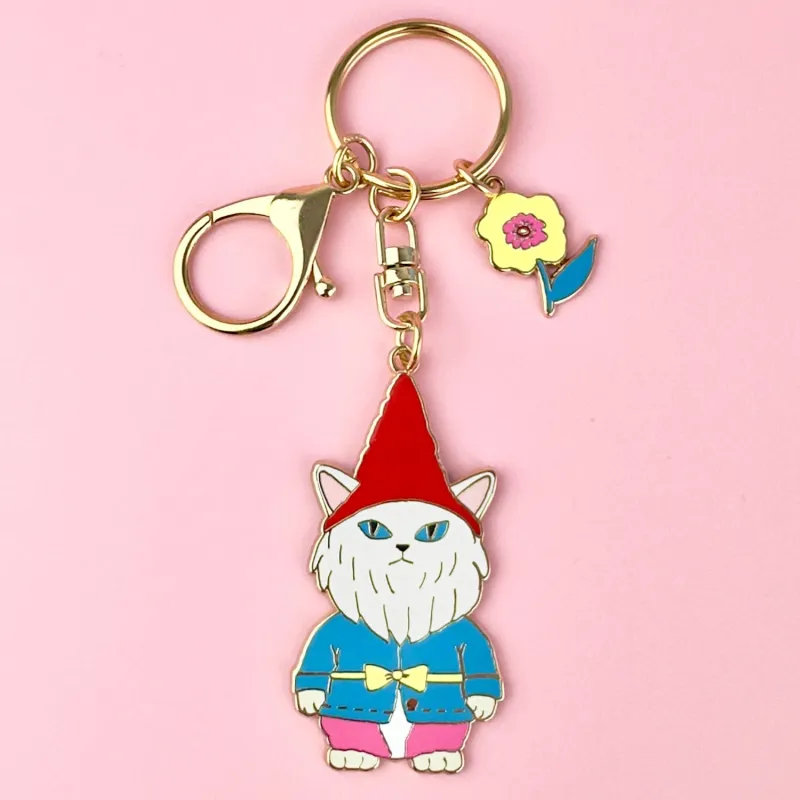 Cat Garden Gnome Keychain Charm sold by Centinelle