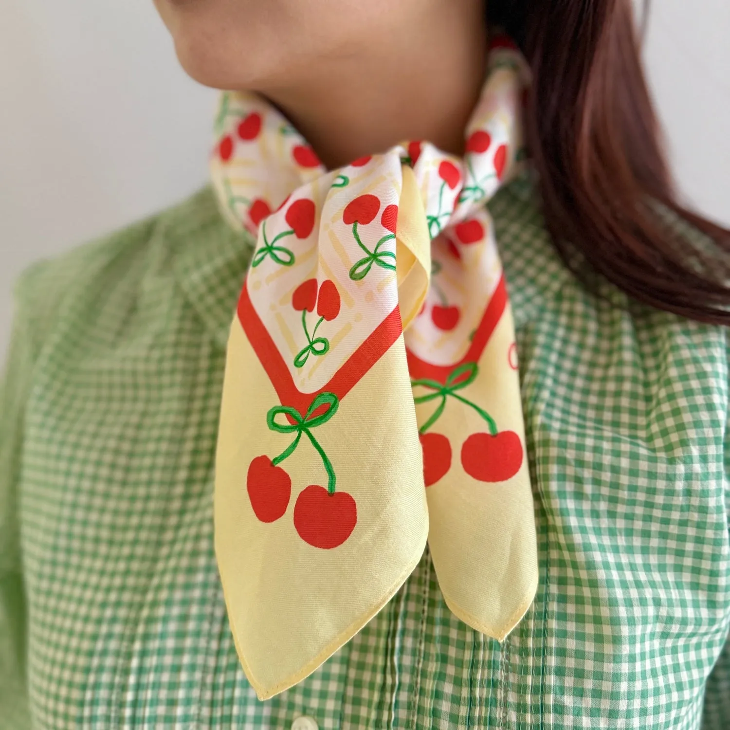 Cherry Cotton Silk Bandana sold by Centinelle product image thumbnail 2