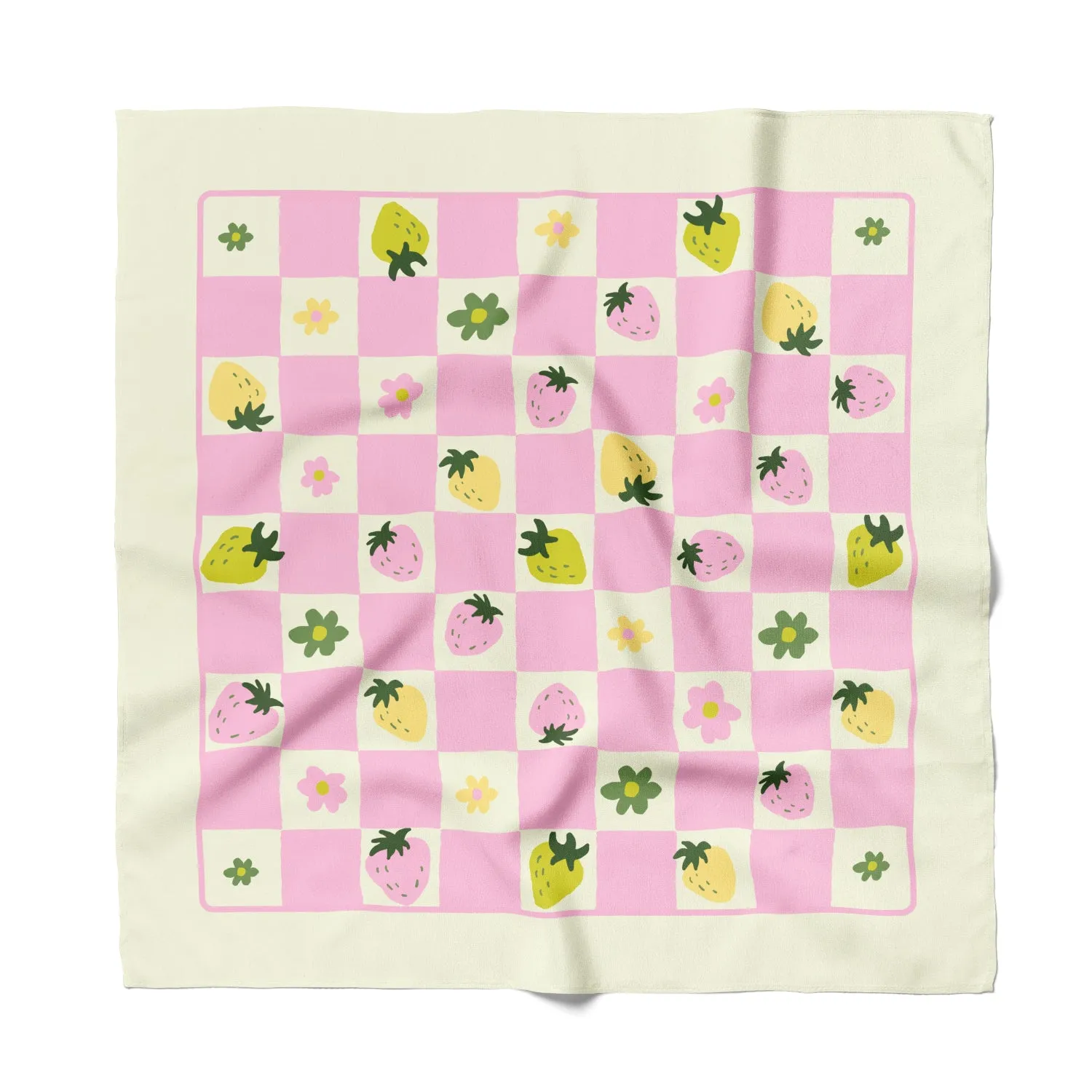 Strawberry Checkers Cotton Silk Bandana sold by Centinelle