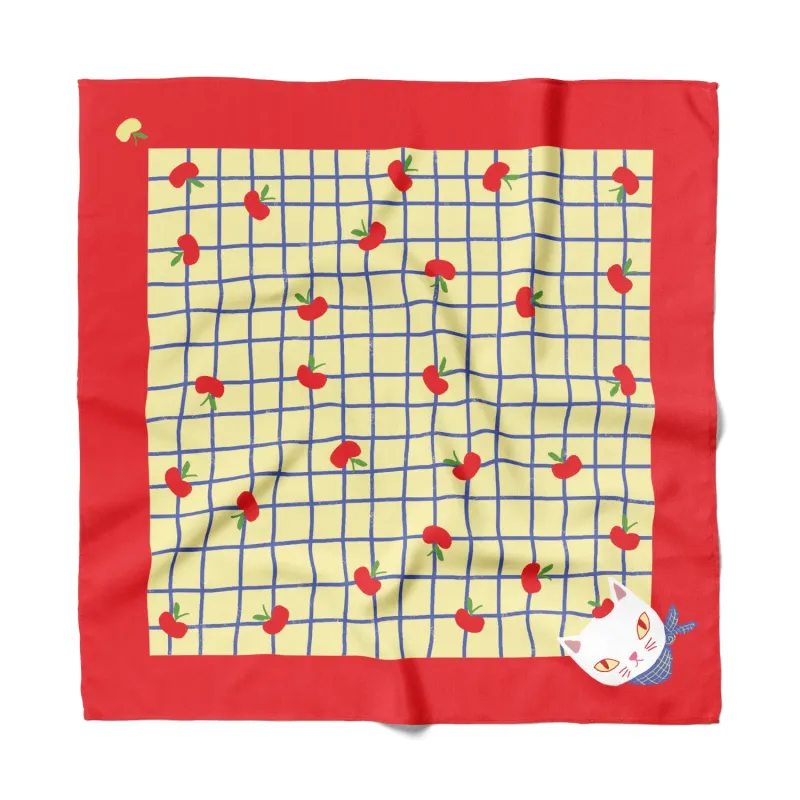 Apple Cat Cotton Silk Bandana sold by Centinelle