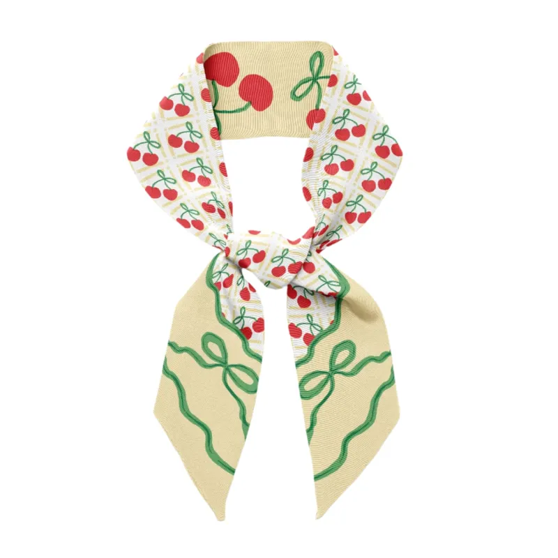 Cherry Twilly Ribbon Scarf sold by Centinelle