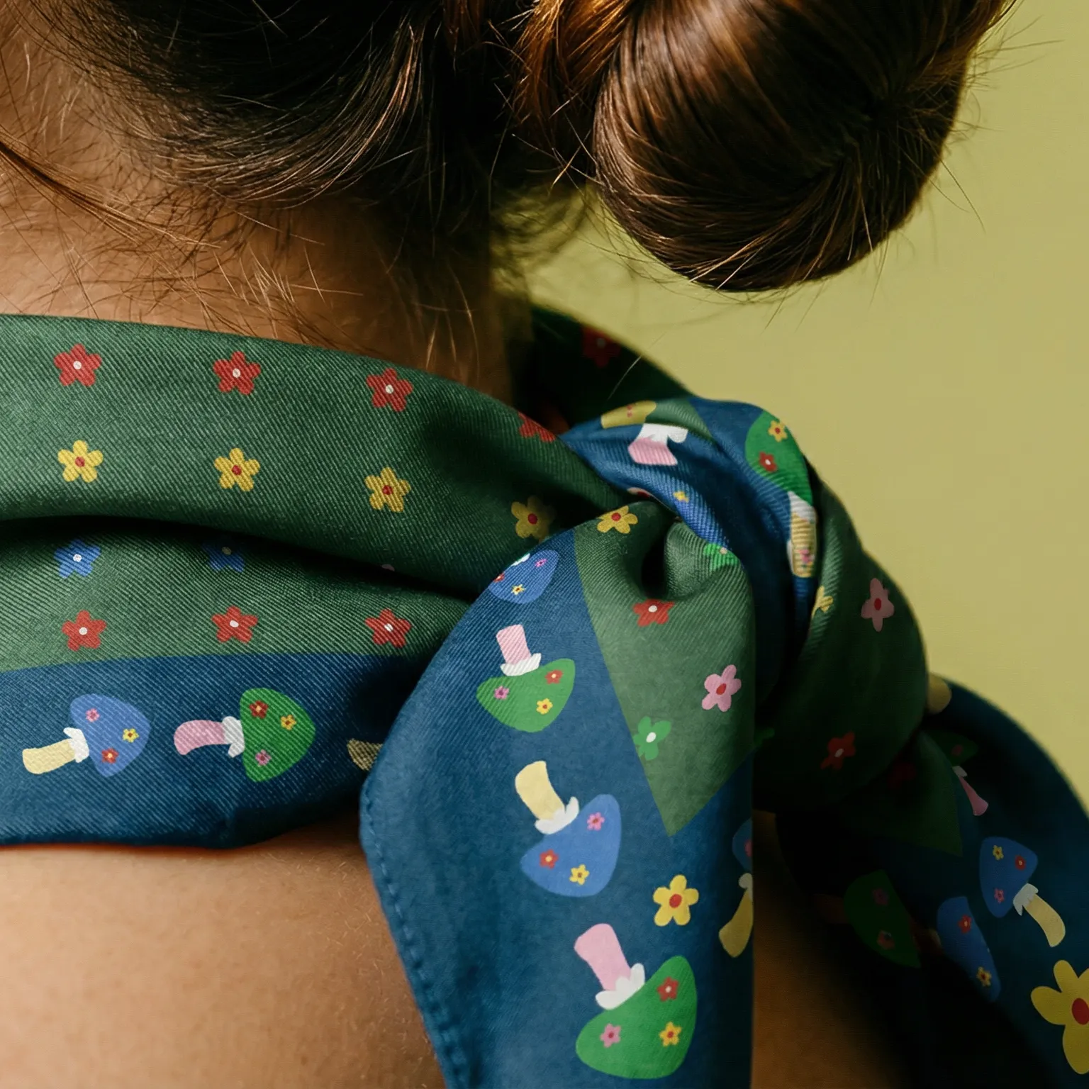 Mushroom Floral Cotton Silk Bandana sold by Centinelle product image thumbnail 3