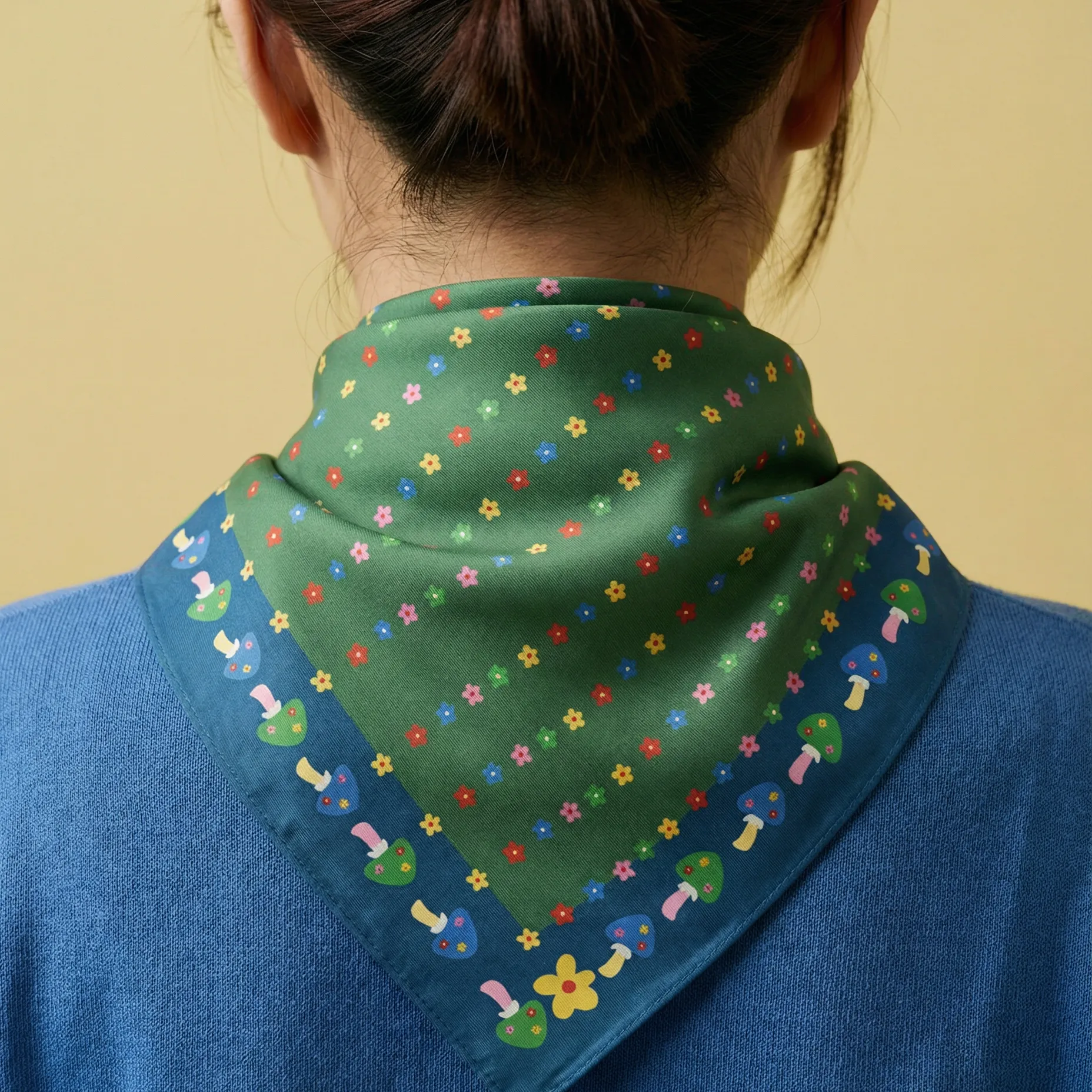 Mushroom Floral Cotton Silk Bandana sold by Centinelle product image thumbnail 2