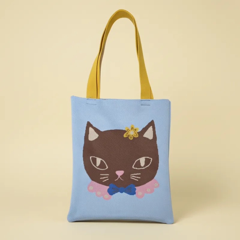 Chat Au Chocolat Knit Tote Bag made by Centinelle