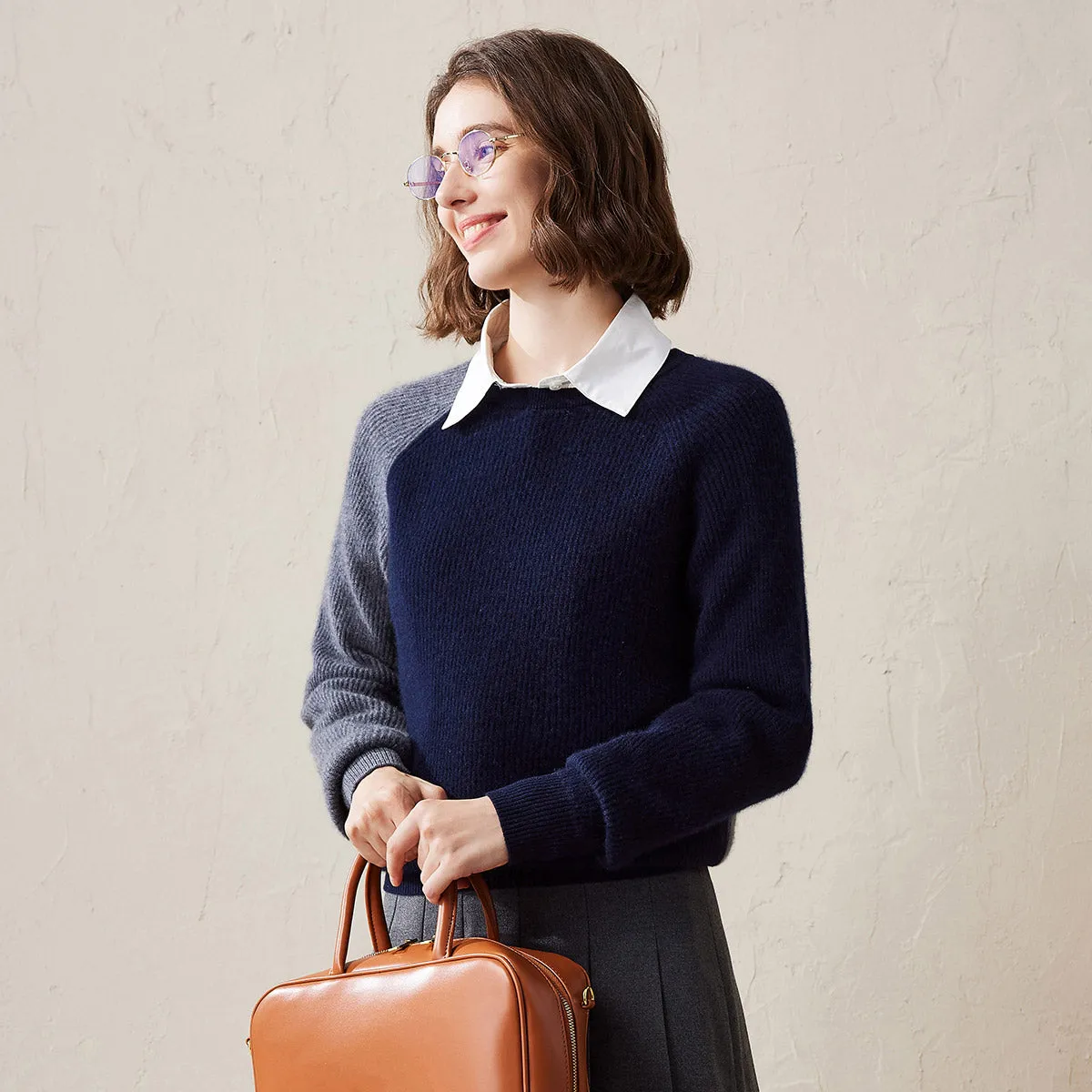 COMOBOCA Cashmere Women's Color Block Knit Sweater sold by COMOBOCA product image thumbnail 4