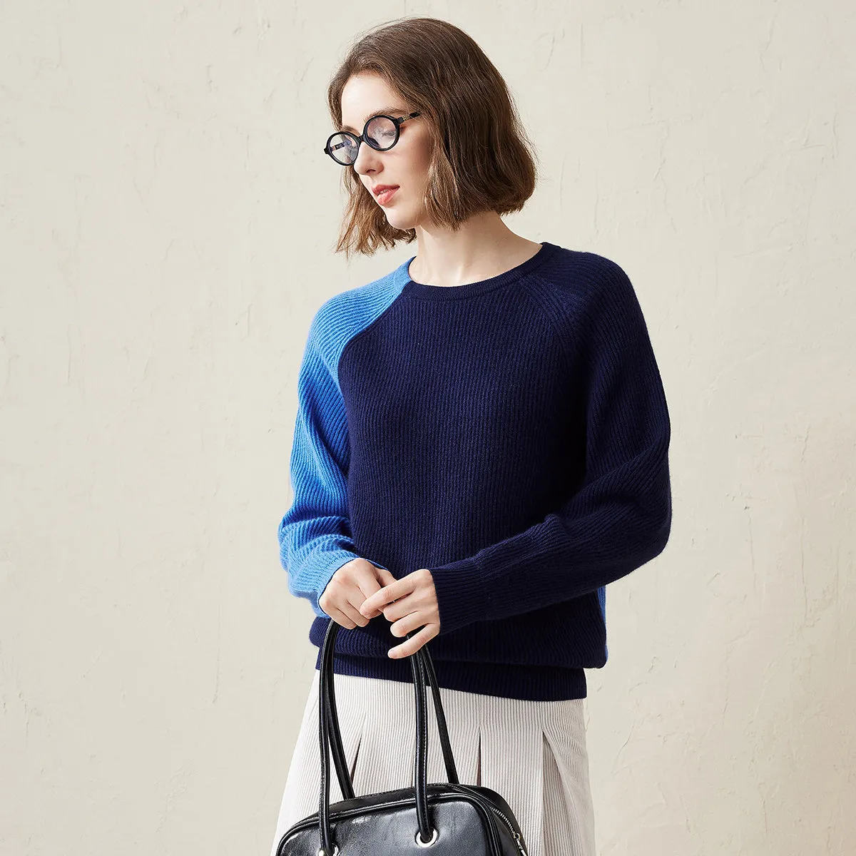 COMOBOCA Cashmere Women's Color Block Knit Sweater sold by COMOBOCA