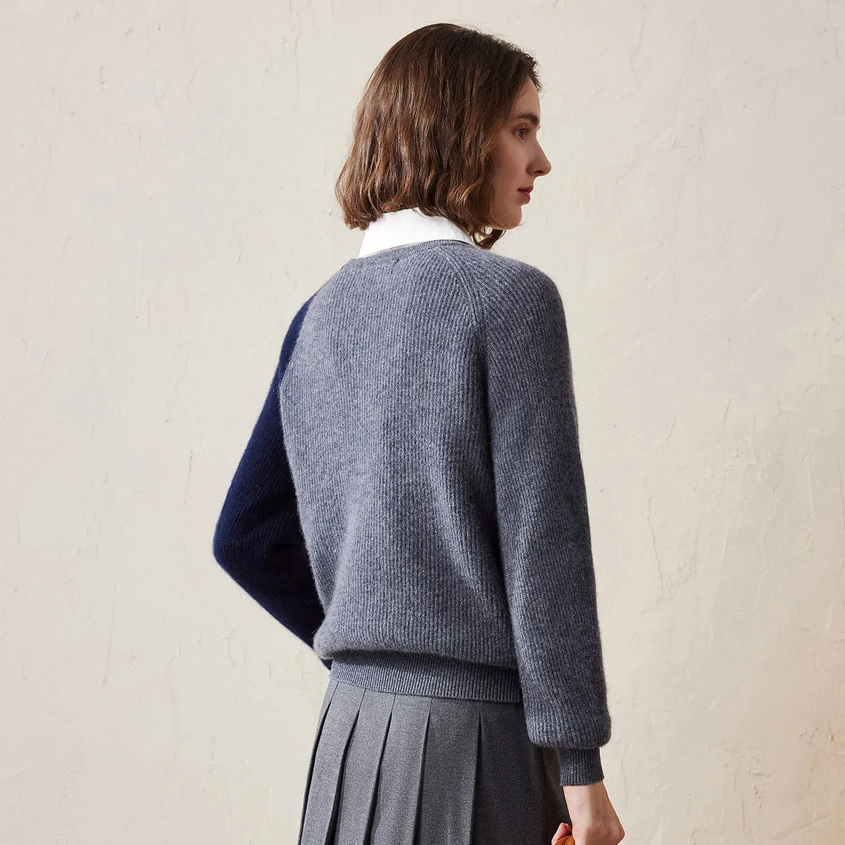 COMOBOCA Cashmere Women's Color Block Knit Sweater sold by COMOBOCA product image thumbnail 5