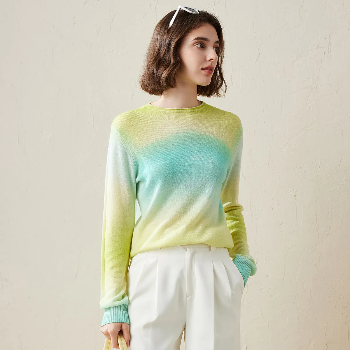 100% Cashmere Gradient Color Knit Sweater sold by COMOBOCA product image thumbnail 2