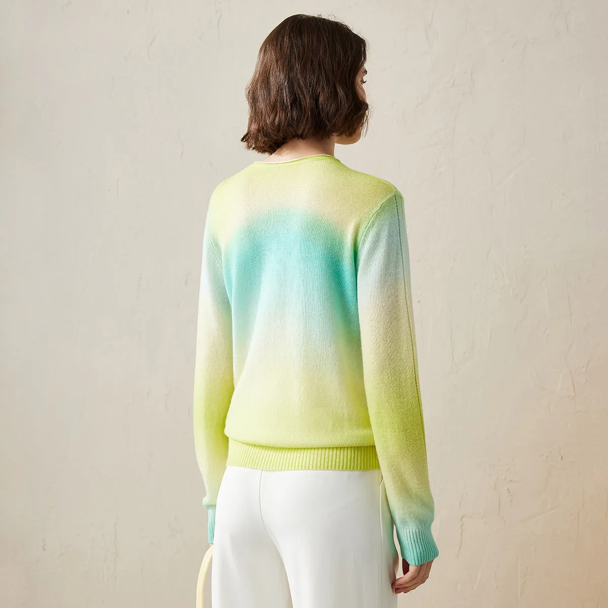 100% Cashmere Gradient Color Knit Sweater sold by COMOBOCA product image thumbnail 3