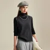 100% Cashmere Knit Vest with Contrast Trim sold by COMOBOCA