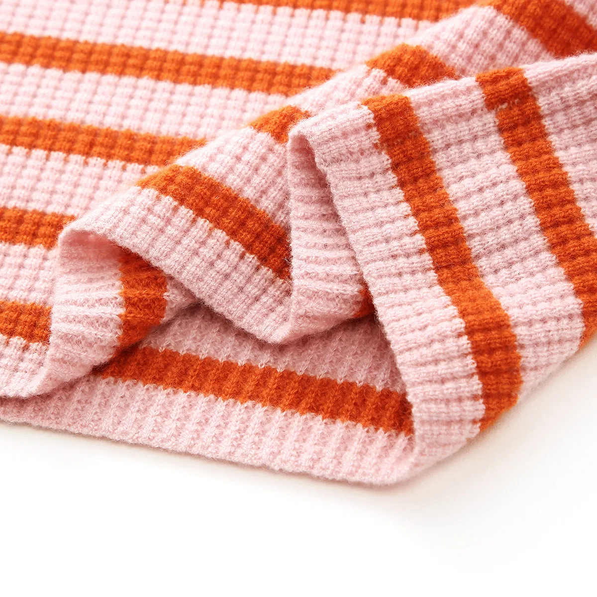 100% Cashmere Striped Button-Down Waffle Knit Sweater sold by COMOBOCA product image thumbnail 4