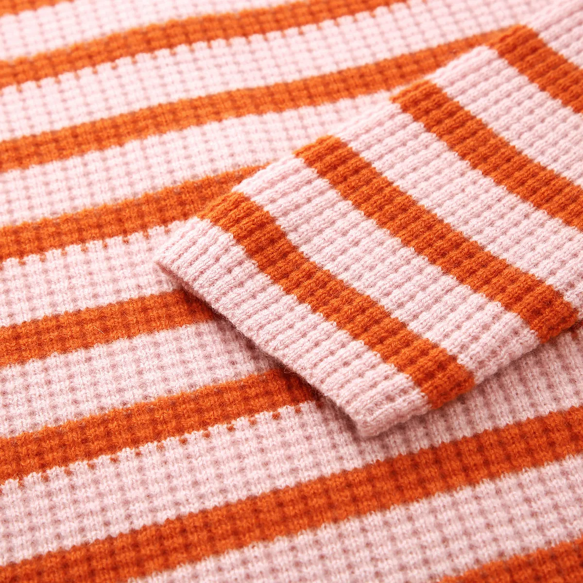 100% Cashmere Striped Button-Down Waffle Knit Sweater sold by COMOBOCA product image thumbnail 5