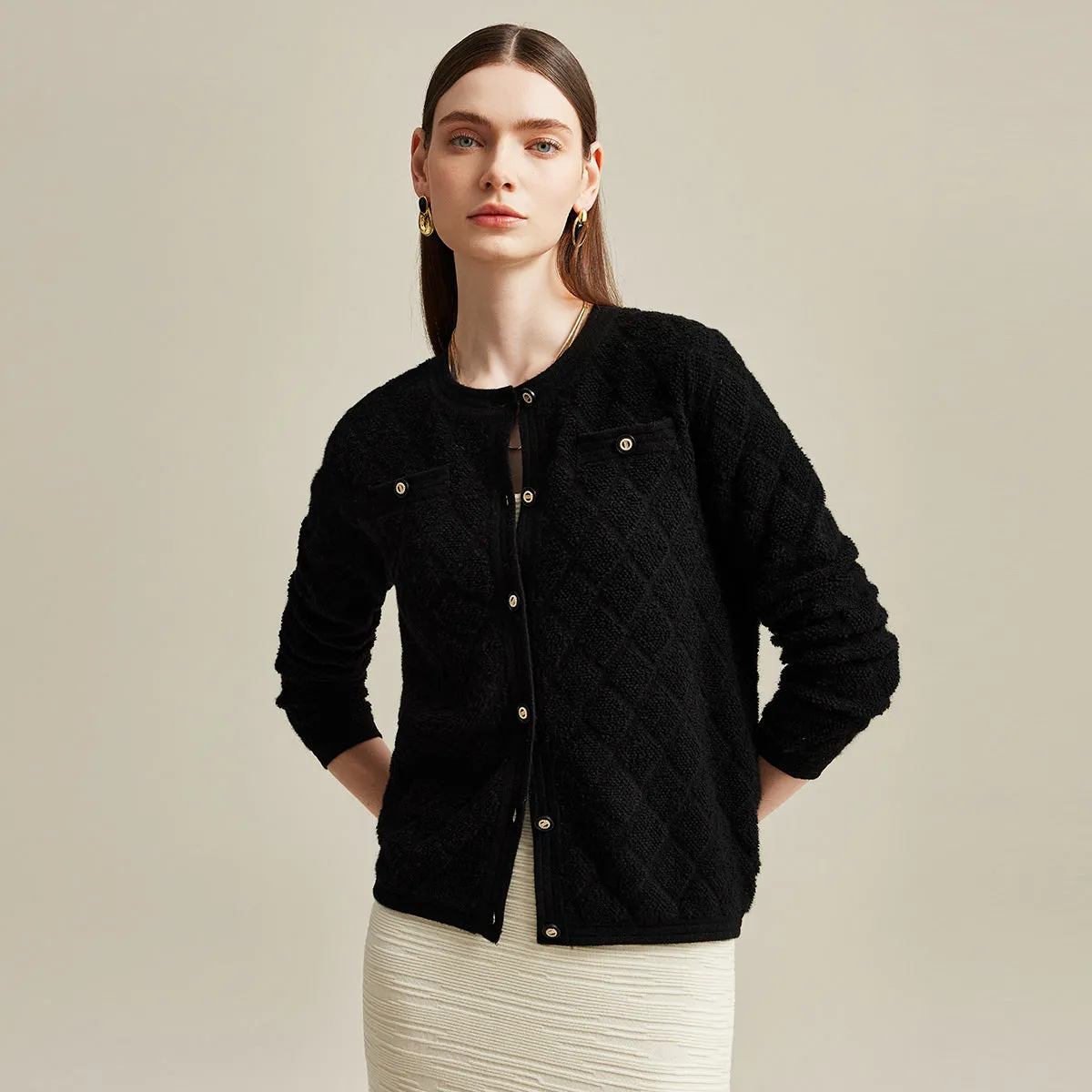 100% Cashmere Women's Knit Cardigan with Pockets sold by COMOBOCA product image thumbnail 2