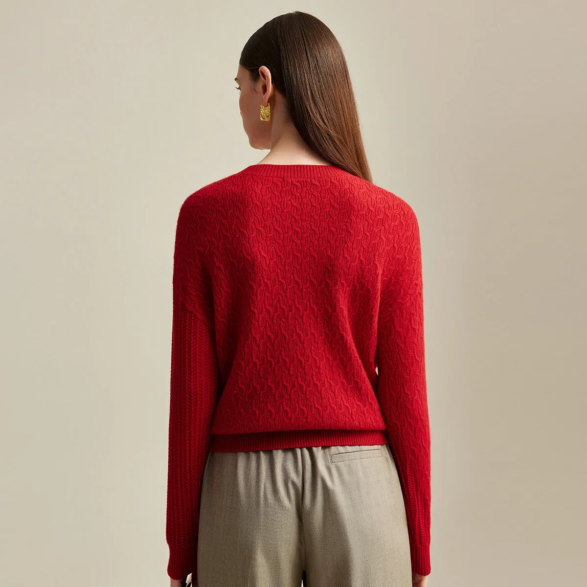 100% Cashmere Women's Cable Knit Sweater sold by COMOBOCA product image thumbnail 5
