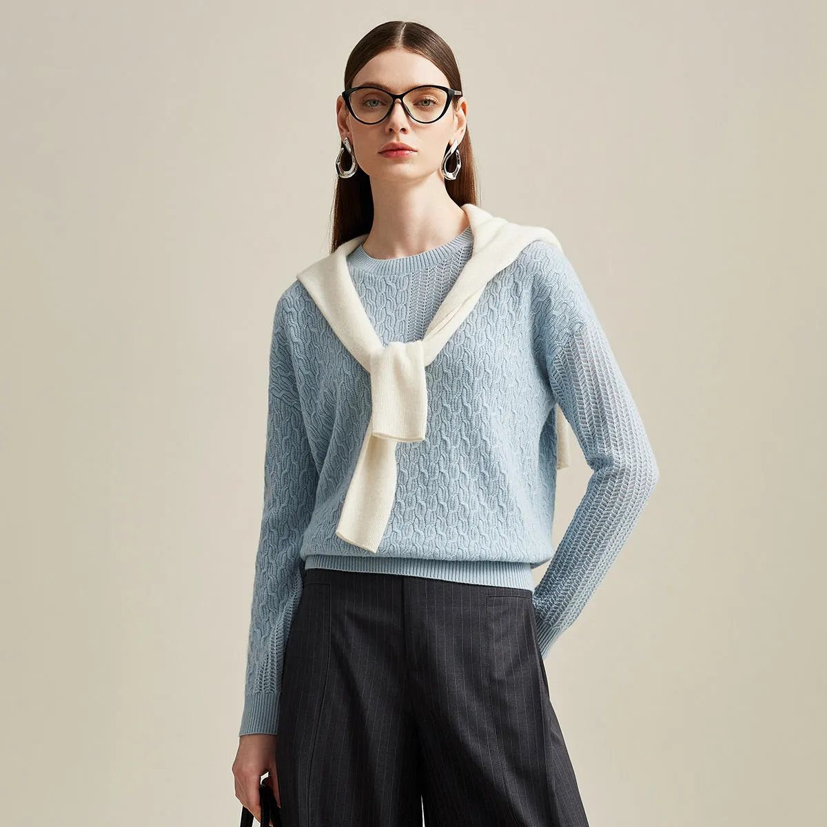 100% Cashmere Women's Cable Knit Sweater sold by COMOBOCA