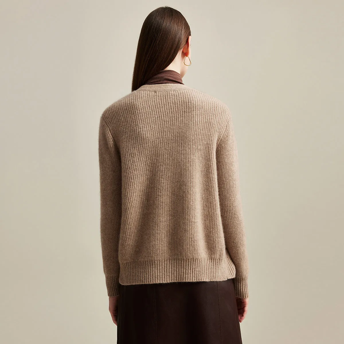 100% Cashmere Women's V-Neck Ribbed Button Cardigan sold by COMOBOCA product image thumbnail 5