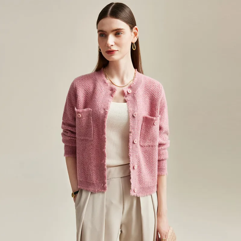 100% Cashmere Women's Knit Cardigan with Front Pockets sold by COMOBOCA