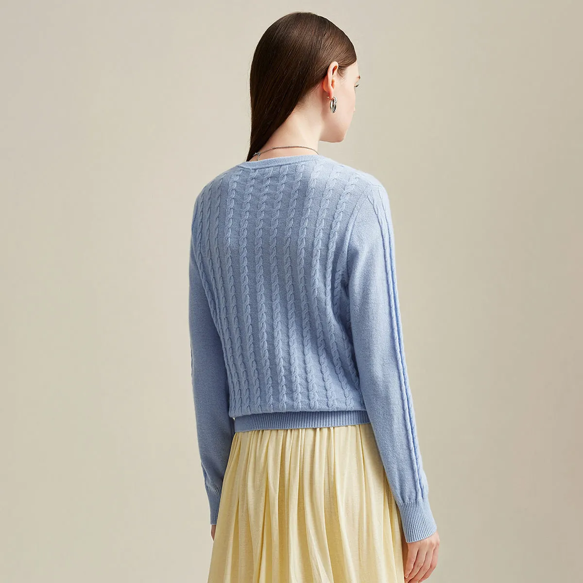 100% Cashmere Cable Knit Sweater with Bow Detail sold by COMOBOCA product image thumbnail 2