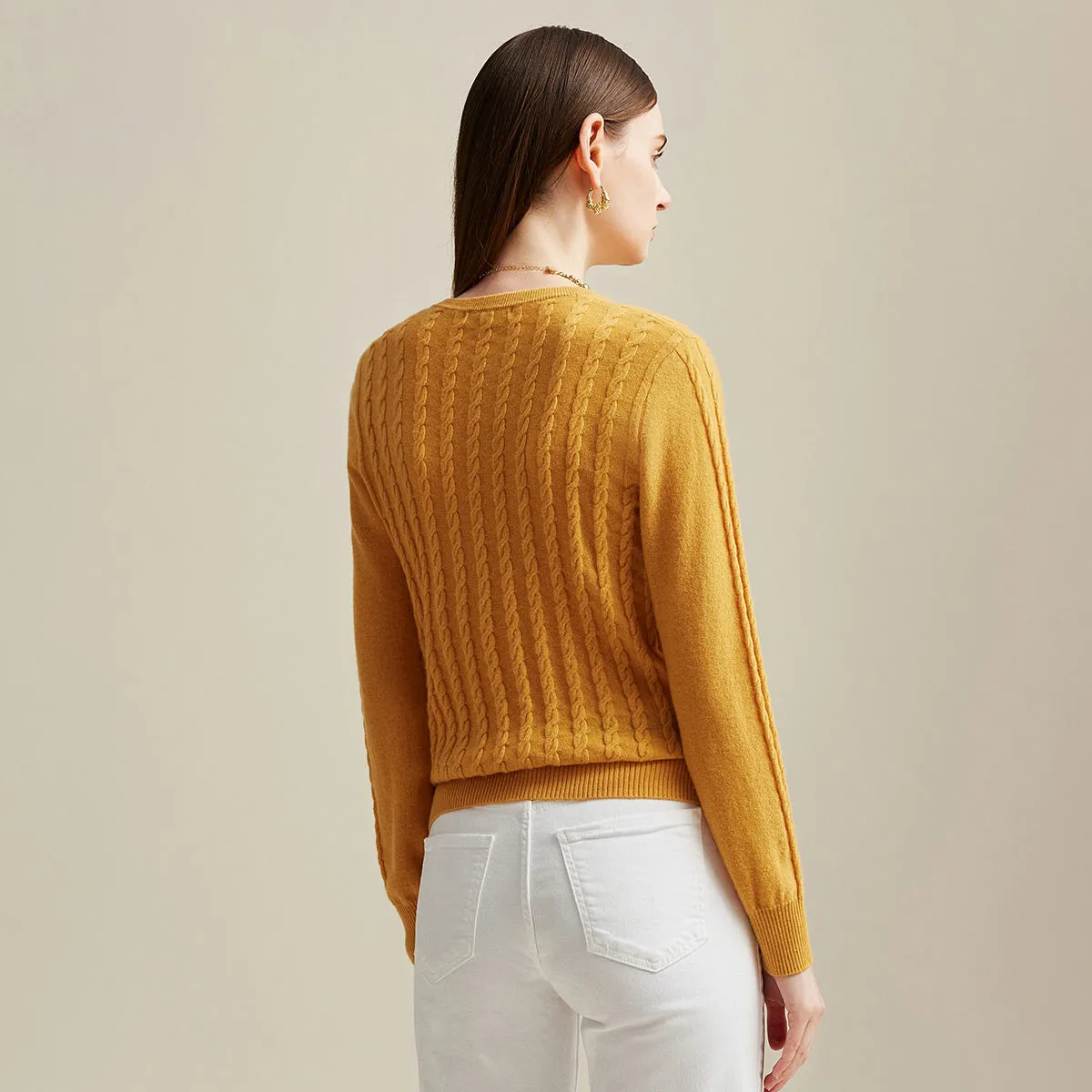 100% Cashmere Cable Knit Sweater with Bow Detail sold by COMOBOCA product image thumbnail 4