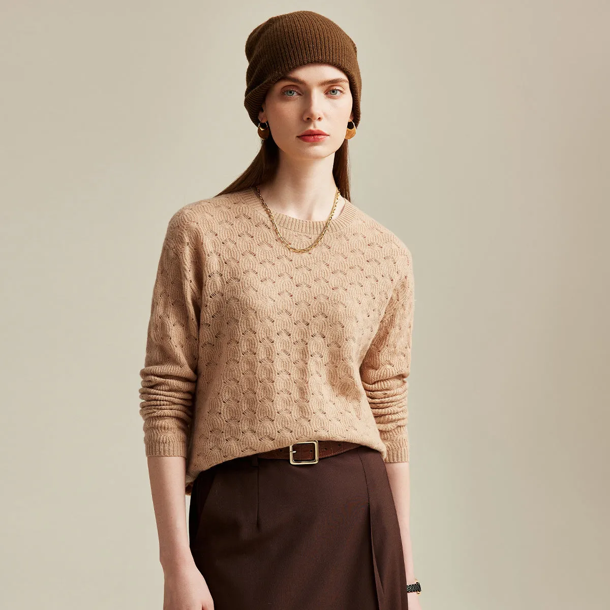100% Cashmere Women's Cable Knit Sweater sold by COMOBOCA product image thumbnail 3