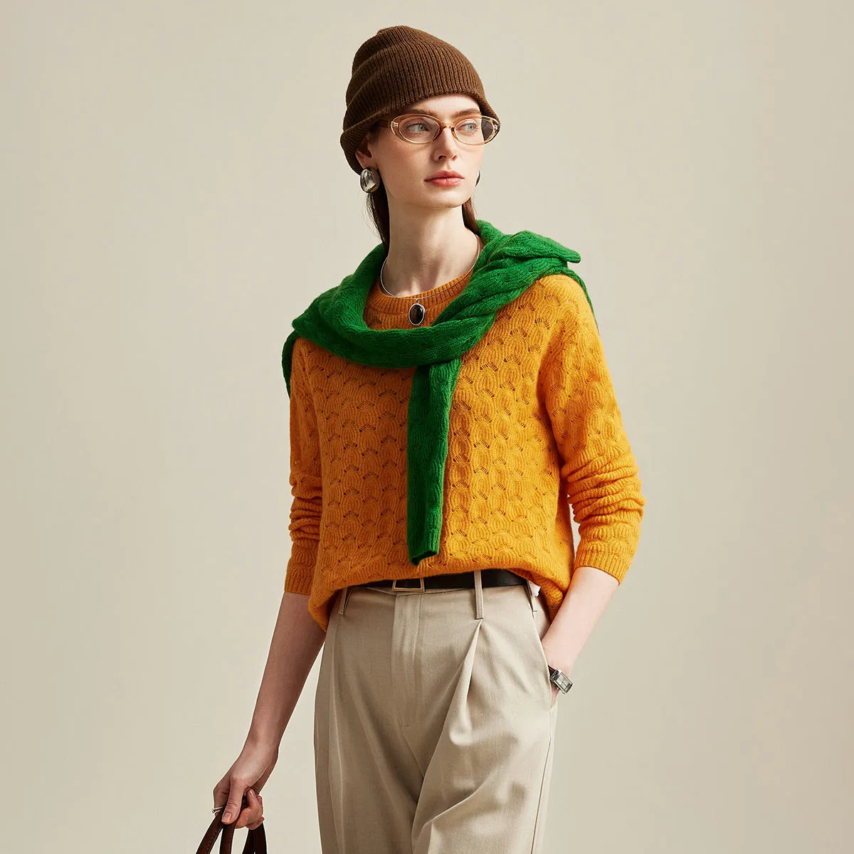 100% Cashmere Women's Cable Knit Sweater sold by COMOBOCA