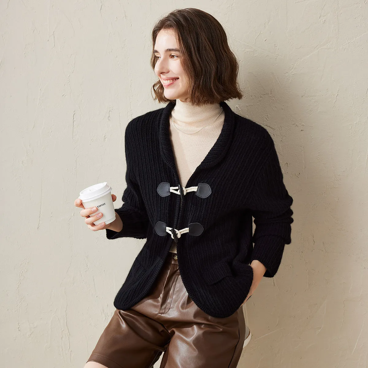 100% Cashmere Women's Toggle Closure Knit Cardigan sold by COMOBOCA product image thumbnail 2