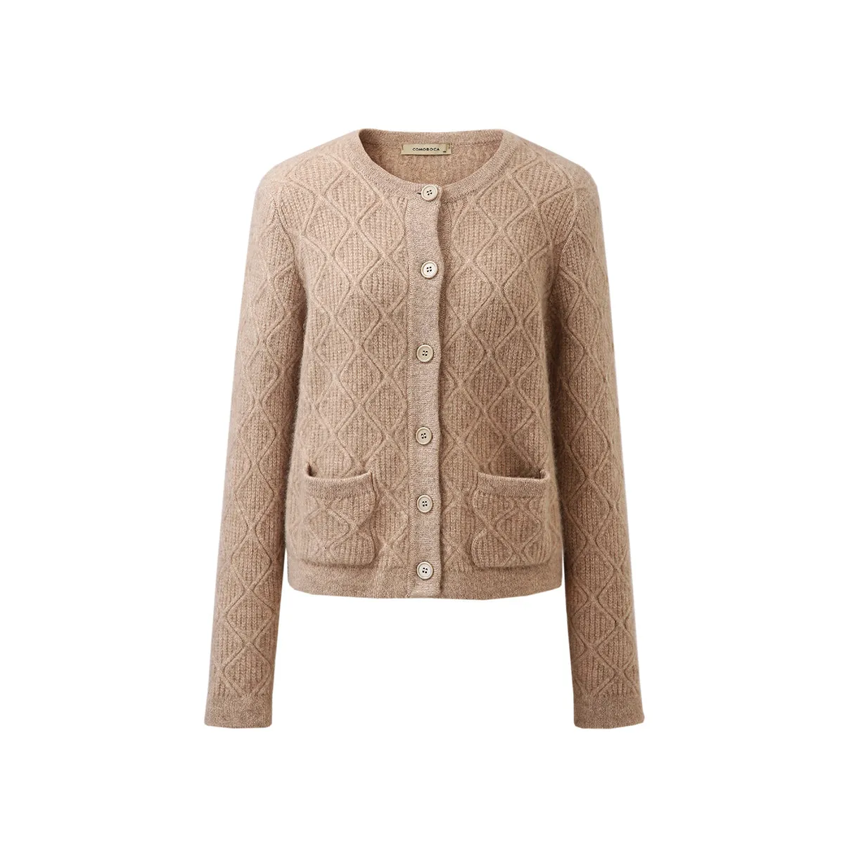 100% Cashmere Women's Diamond Knit Button Cardigan sold by COMOBOCA product image thumbnail 4
