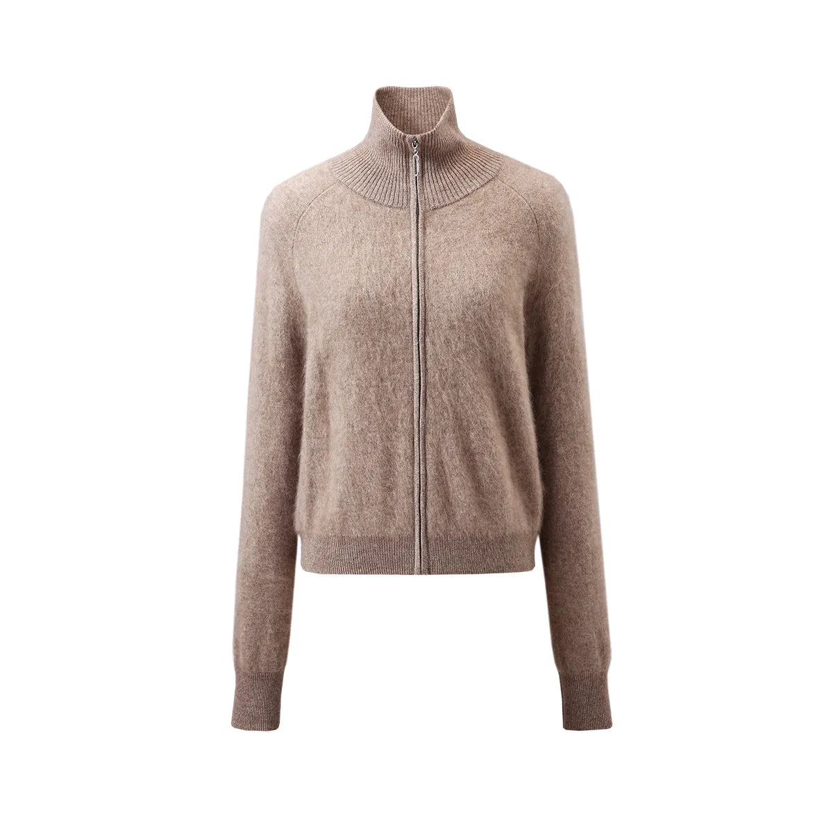 100% Brushed Cashmere Women's Fluffy Zipper Cardigan sold by COMOBOCA product image thumbnail 2