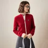 100% Cashmere Double-Head Zipper Cardigan with Contrast Trim sold by COMOBOCA