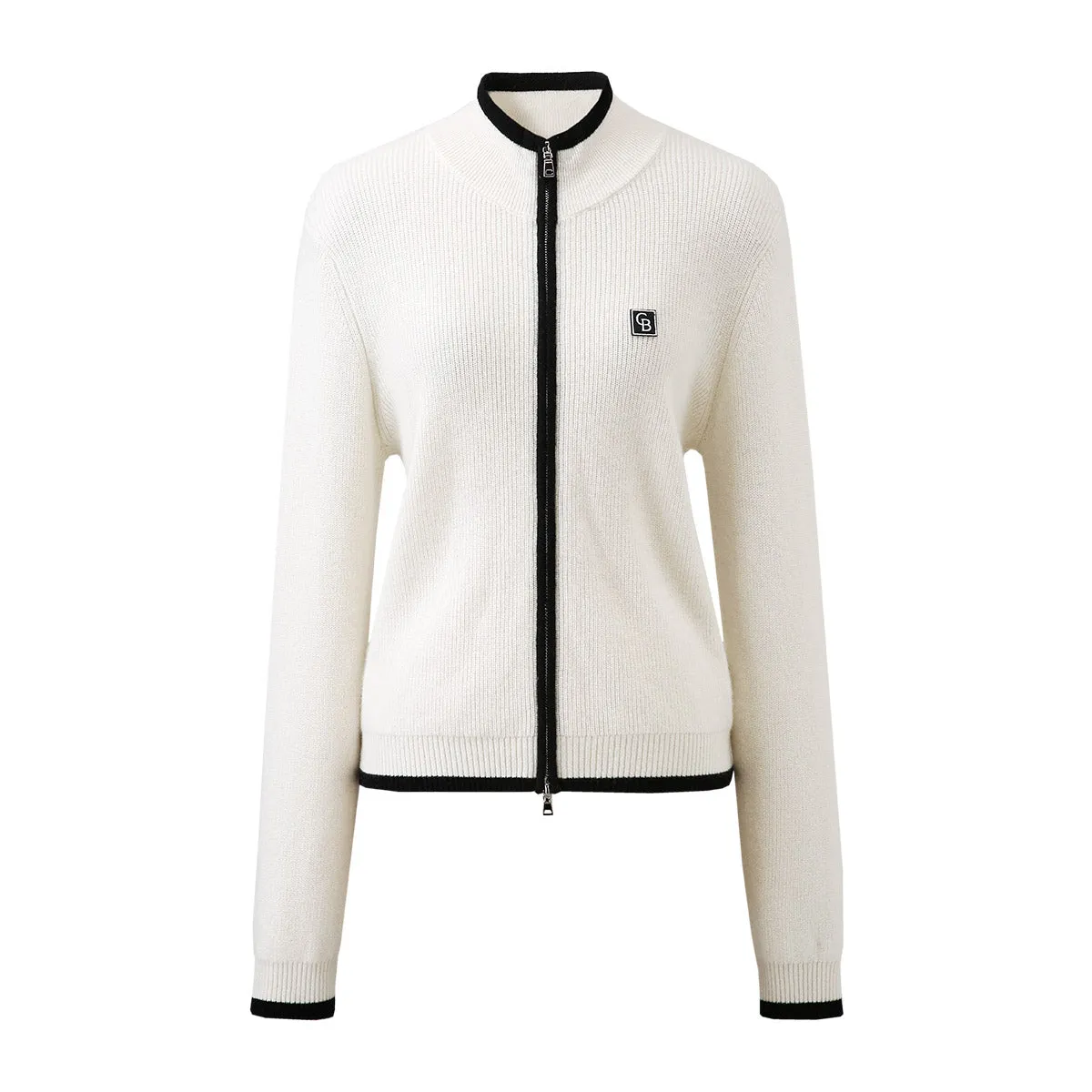 100% Cashmere Double-Head Zipper Cardigan with Contrast Trim sold by COMOBOCA product image thumbnail 4