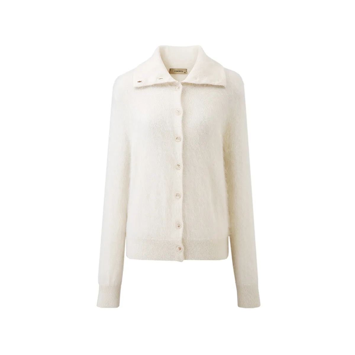 100% Brushed Cashmere Cardigan with Convertible Collar sold by COMOBOCA product image thumbnail 5