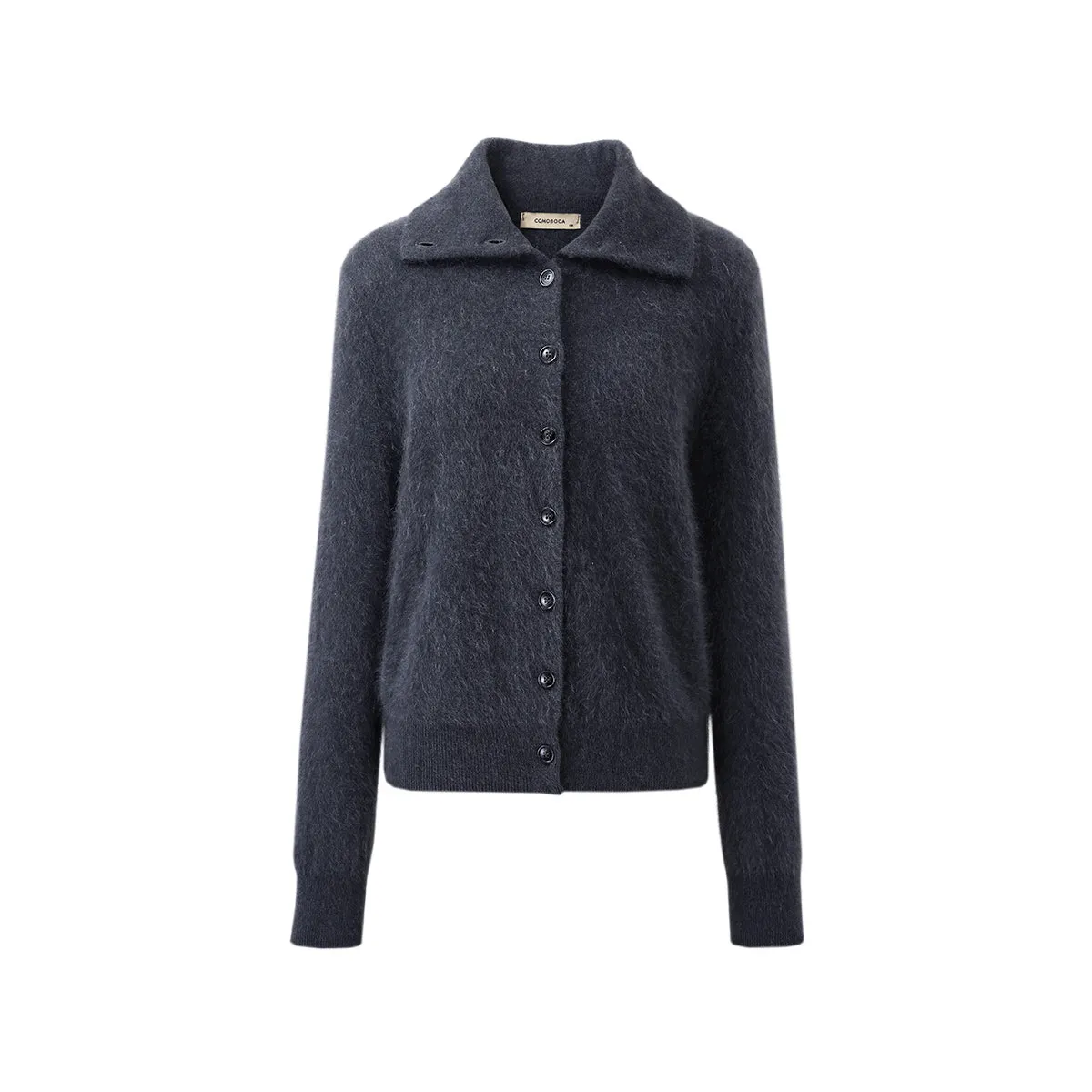 100% Brushed Cashmere Cardigan with Convertible Collar sold by COMOBOCA product image thumbnail 3