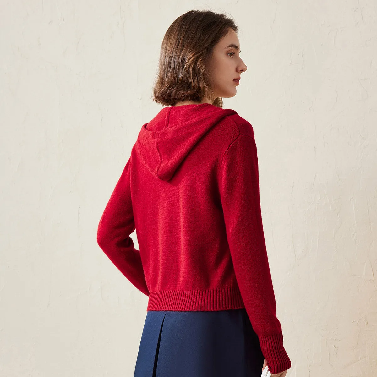 100% Cashmere Women's Knit Zip Cardigan Hoodie sold by COMOBOCA product image thumbnail 5