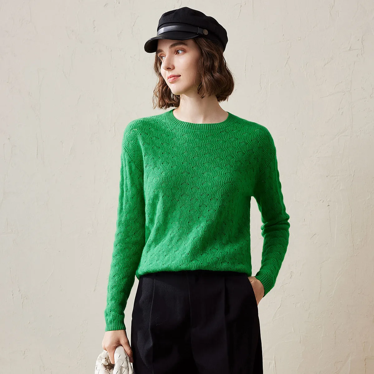 100% Cashmere Knit Sweater with Textured Pattern sold by COMOBOCA product image thumbnail 3