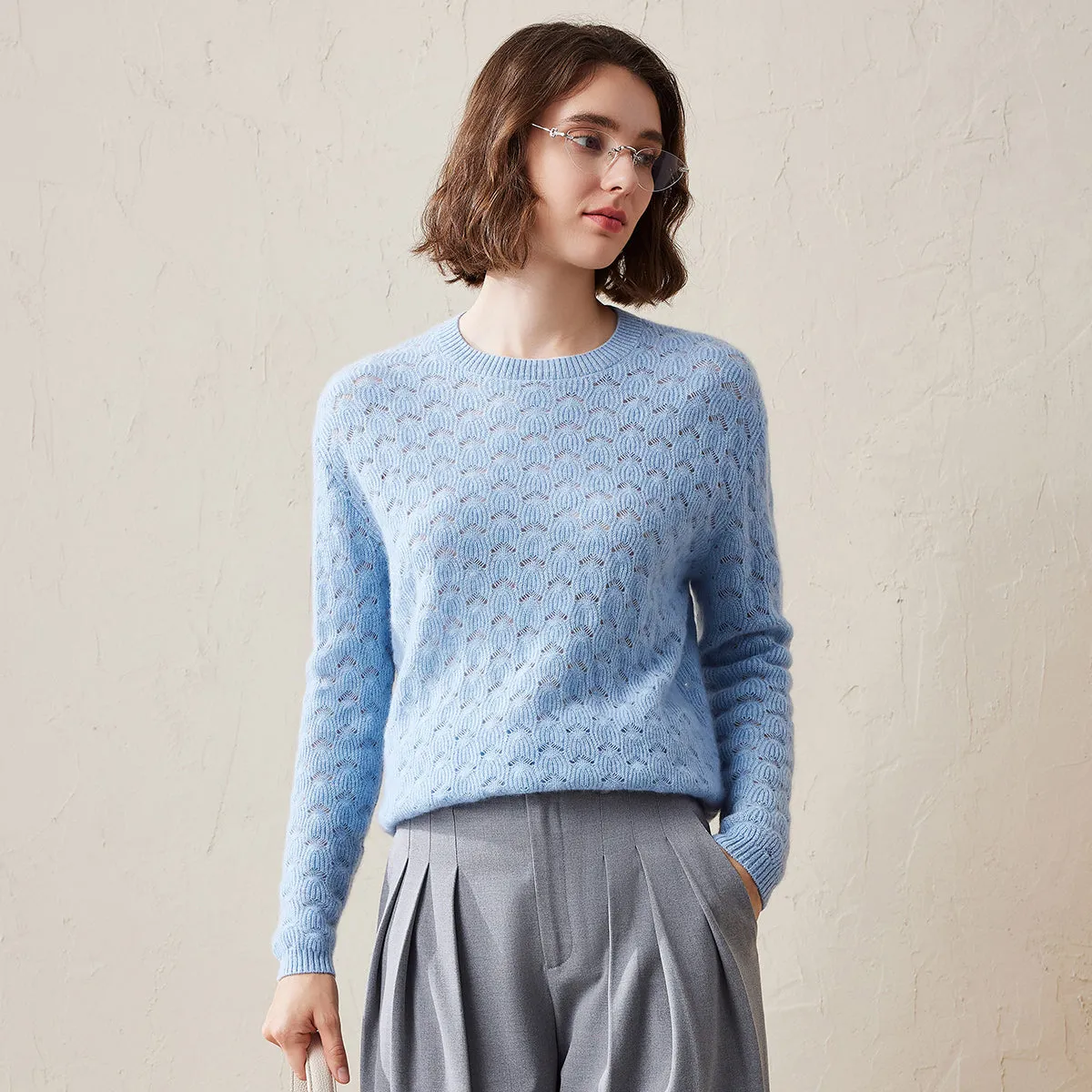 100% Cashmere Knit Sweater with Textured Pattern sold by COMOBOCA
