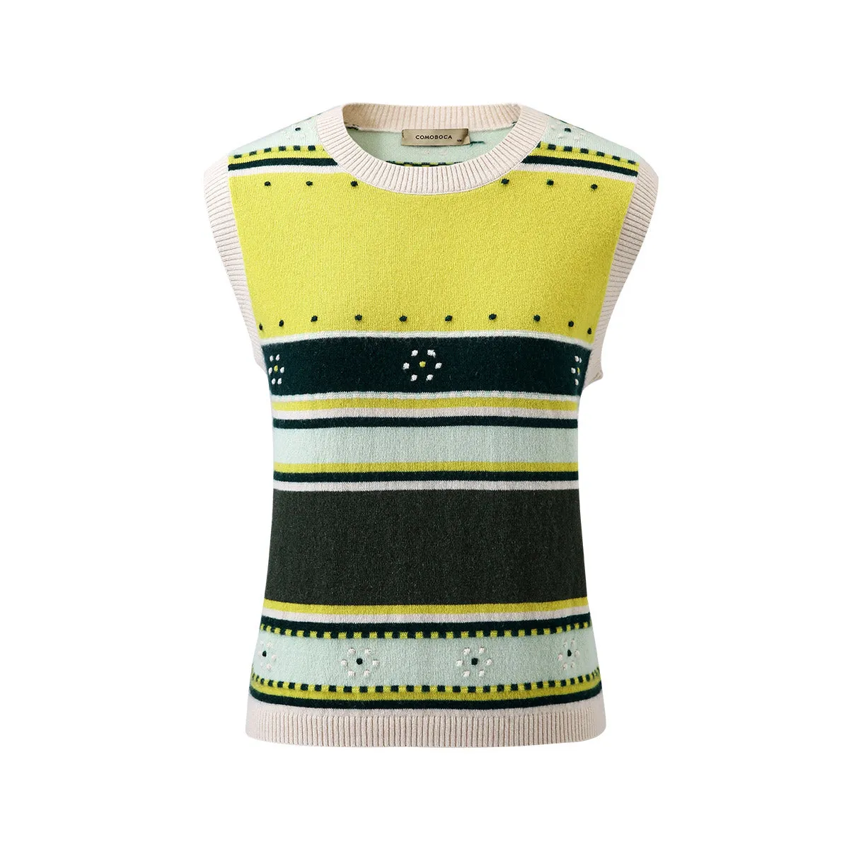 100% Cashmere Colorful Geometric Knit Vest sold by COMOBOCA product image thumbnail 4