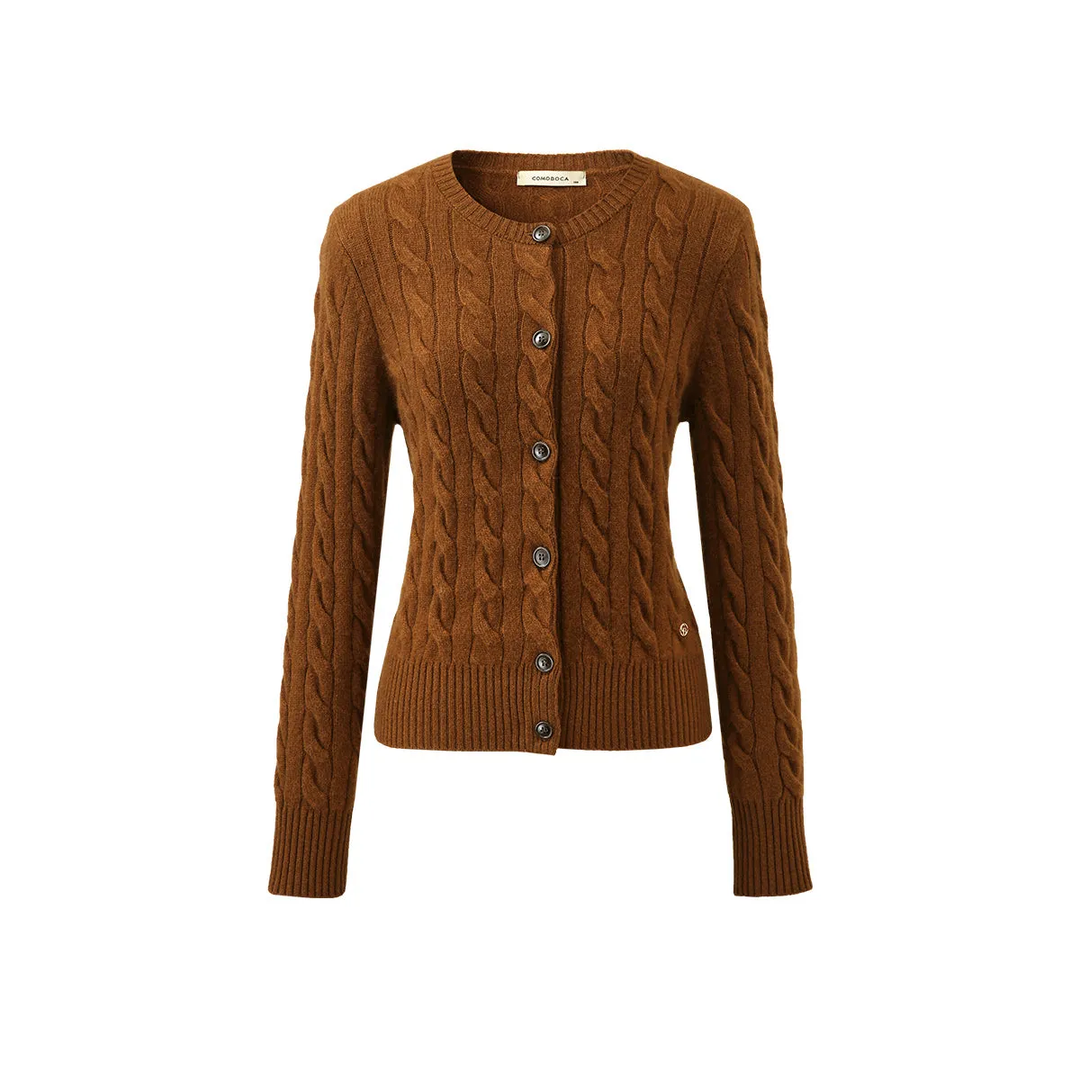 100% Cashmere Women's Cable Knit Button Cardigan sold by COMOBOCA product image thumbnail 4