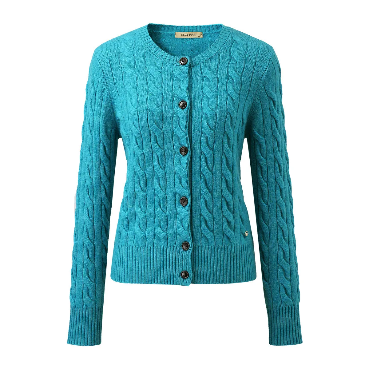 100% Cashmere Women's Cable Knit Button Cardigan sold by COMOBOCA product image thumbnail 2