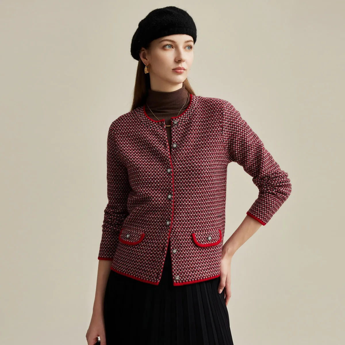 100% Wool Tweed Cardigan with Decorative Pockets sold by COMOBOCA product image thumbnail 3
