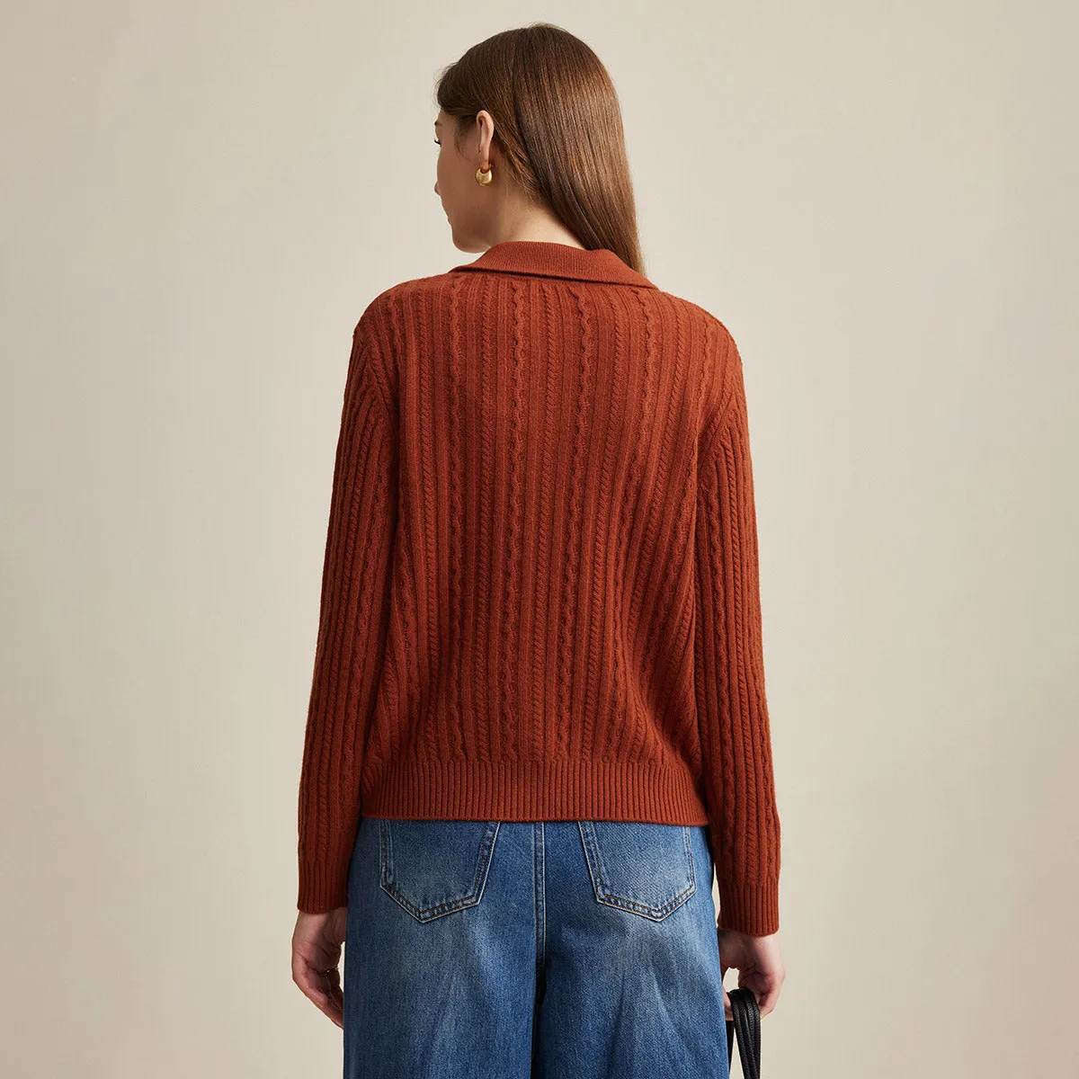 100% Wool Elegant Cable Knit Cardigan sold by COMOBOCA product image thumbnail 4