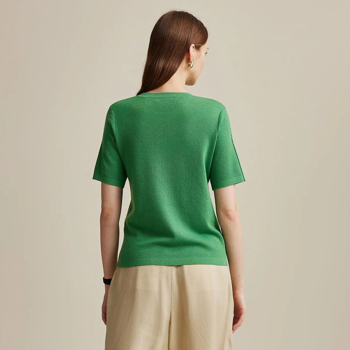 Women's Wool Worsted Center Seam Knit T-shirt sold by COMOBOCA product image thumbnail 4