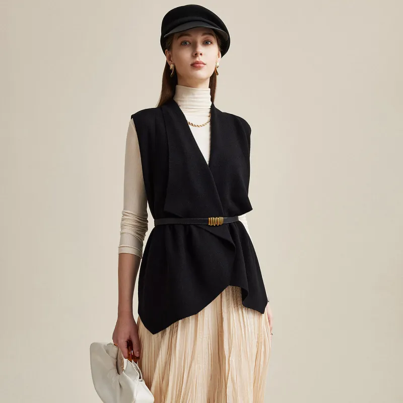 100% Wool Elegant Pure Color Knit Vest sold by COMOBOCA