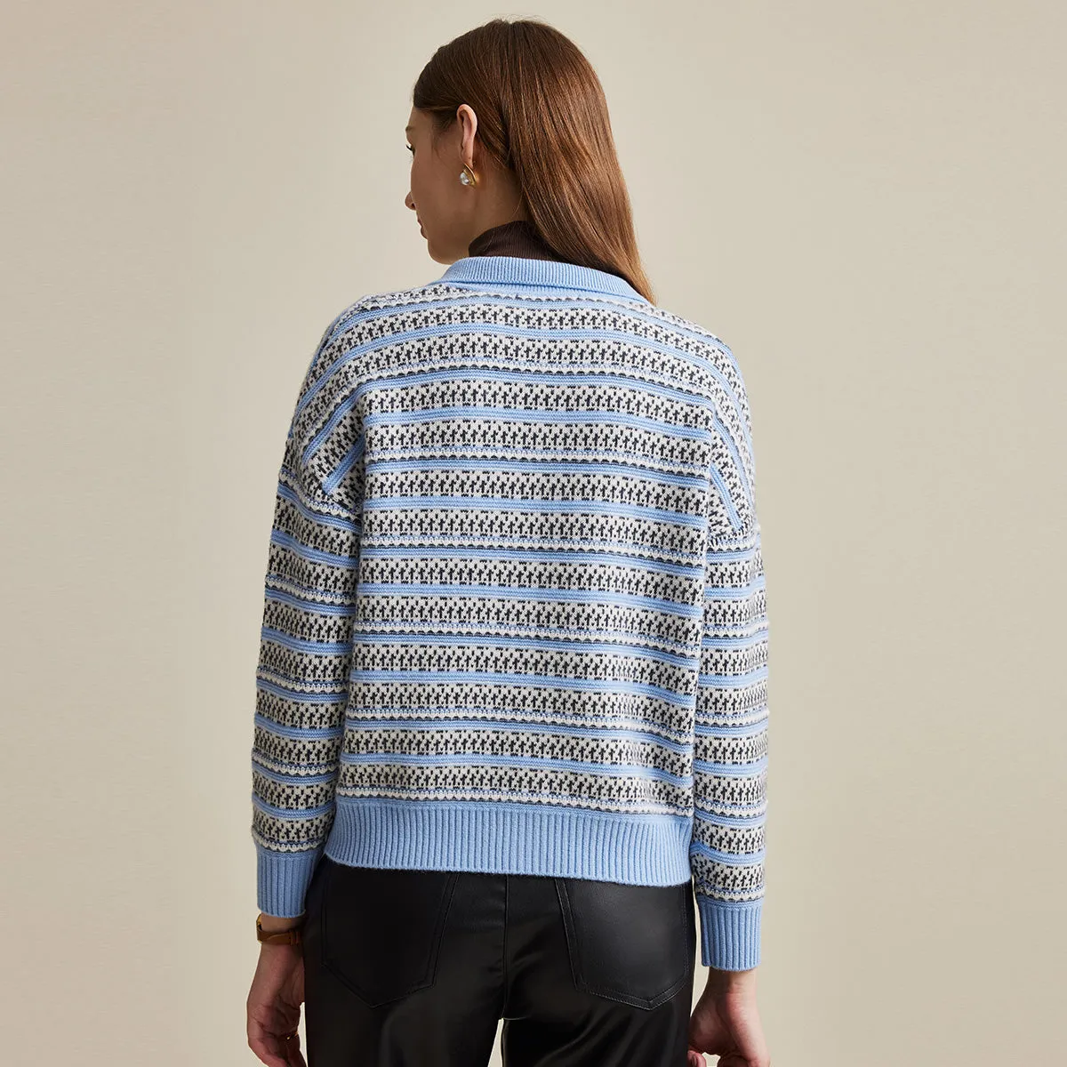 100% Wool Women's Vintage Inspired Striped Knit Cardigan sold by COMOBOCA product image thumbnail 2