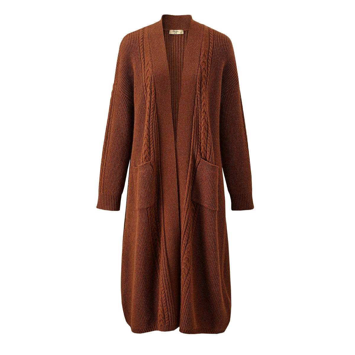 100% Wool Women's Cardigan Long Knit Coats with Pockets sold by COMOBOCA product image thumbnail 5
