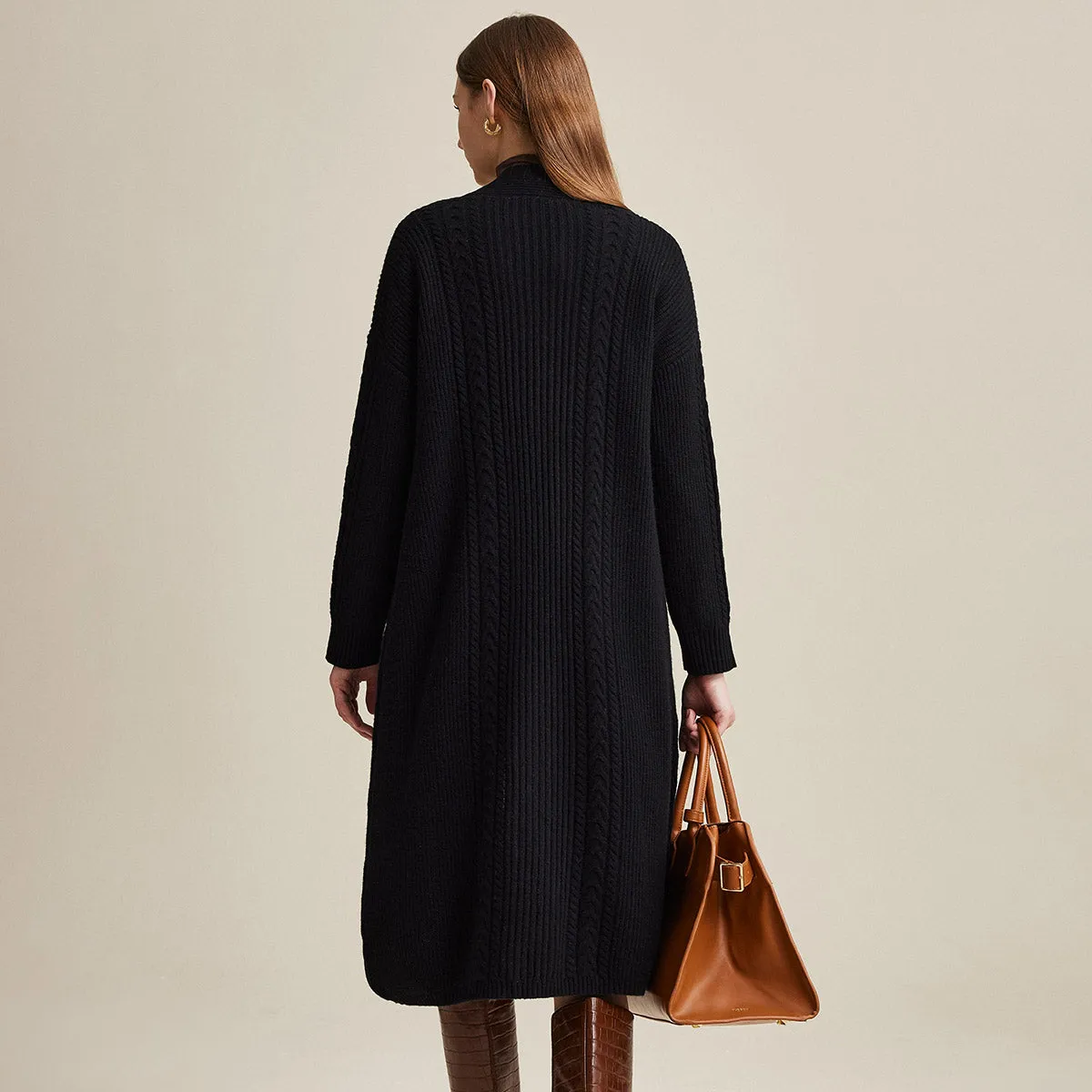 100% Wool Women's Cardigan Long Knit Coats with Pockets sold by COMOBOCA product image thumbnail 2